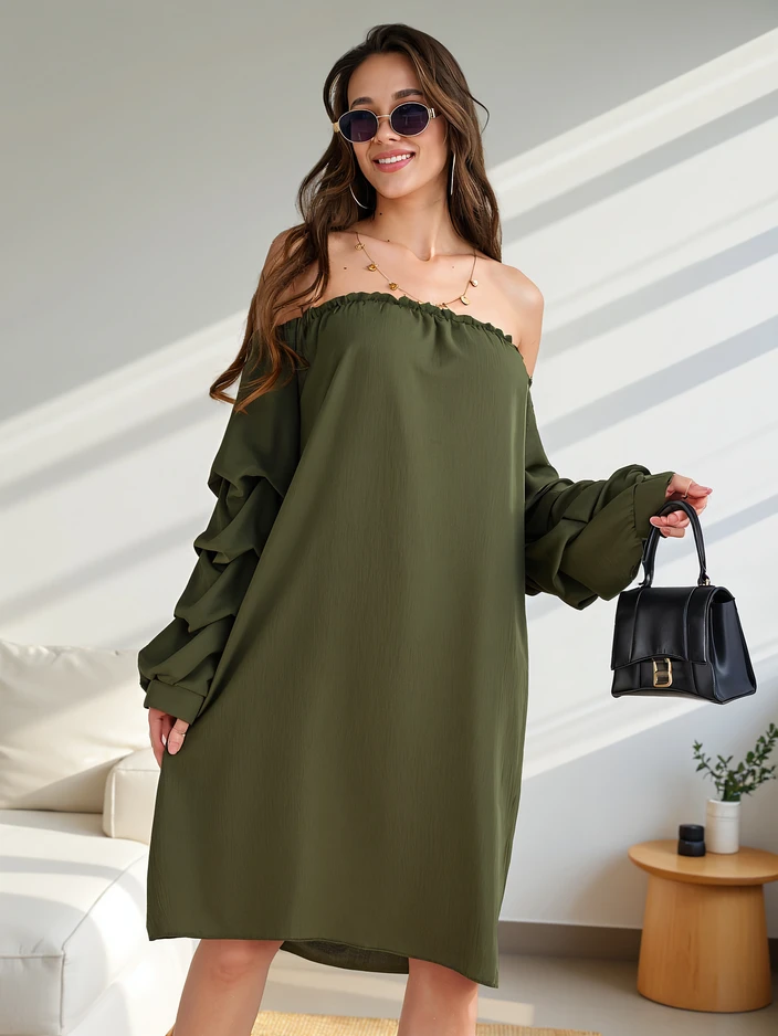 Royalfashion Гладка дамска рокля, вдъхновена от испанския стил с ръбове