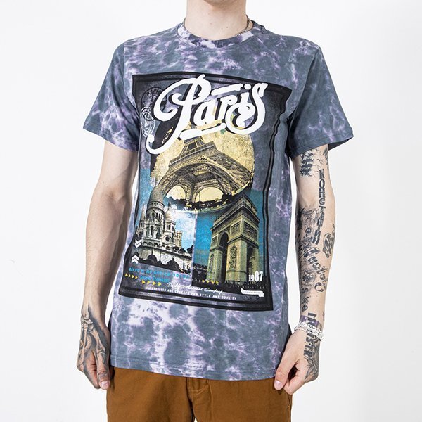 Szara bawełniana koszulka męska z printem - Odzież