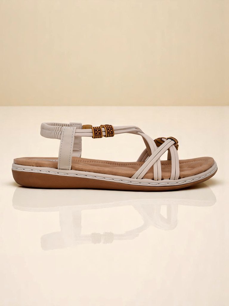 Дамски сандали Royalfashion Aelia бежови от екологична кожа