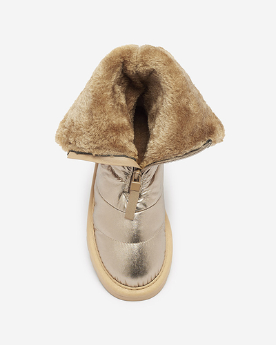 Розово-златни дамски обувки a'la снежни ботуши Tirigga- Footwear