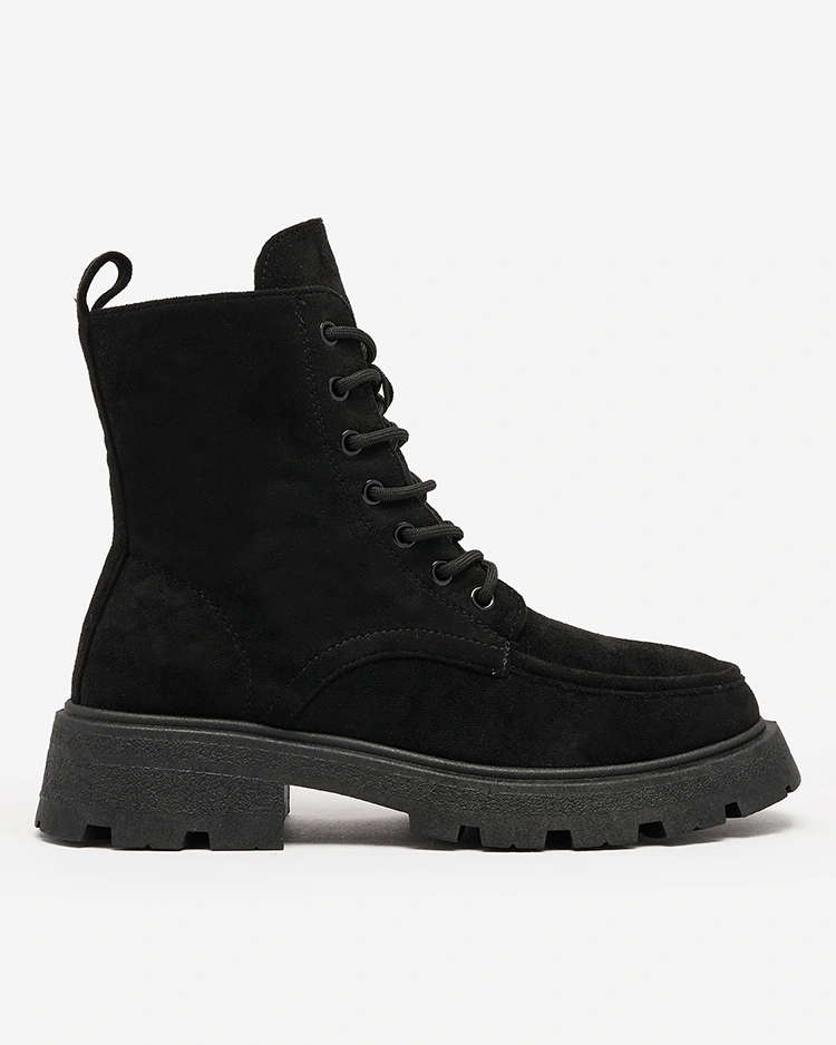 Royalfashion Черни дамски ботуши с дантела Oroccar