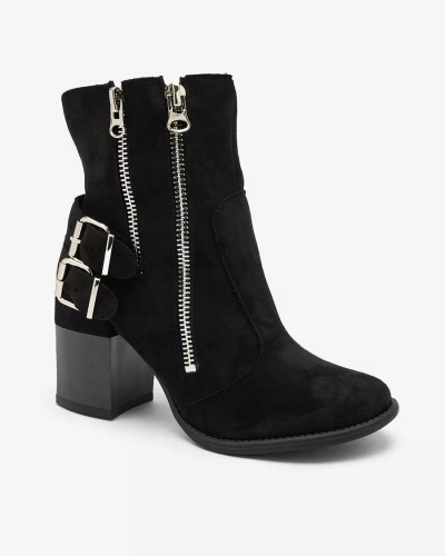 Royalfashion Дамски черни ботуши с украса Feirrgo