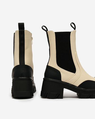 Royalfashion Дамски матовобежови ботуши Bevta с плосък ток