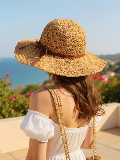 Royalfashion Дамска сламена шапка с панделка Belle