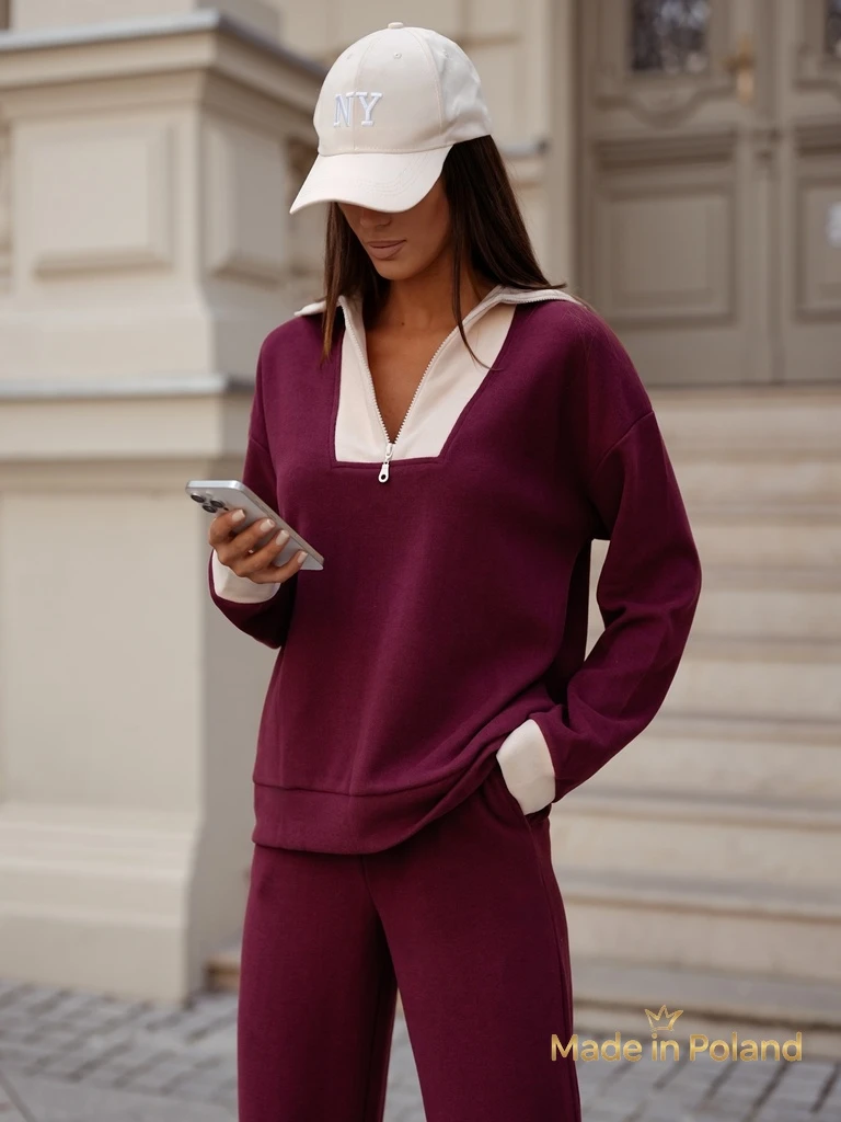 Памучен дамски комплект от плетена материя Fissa