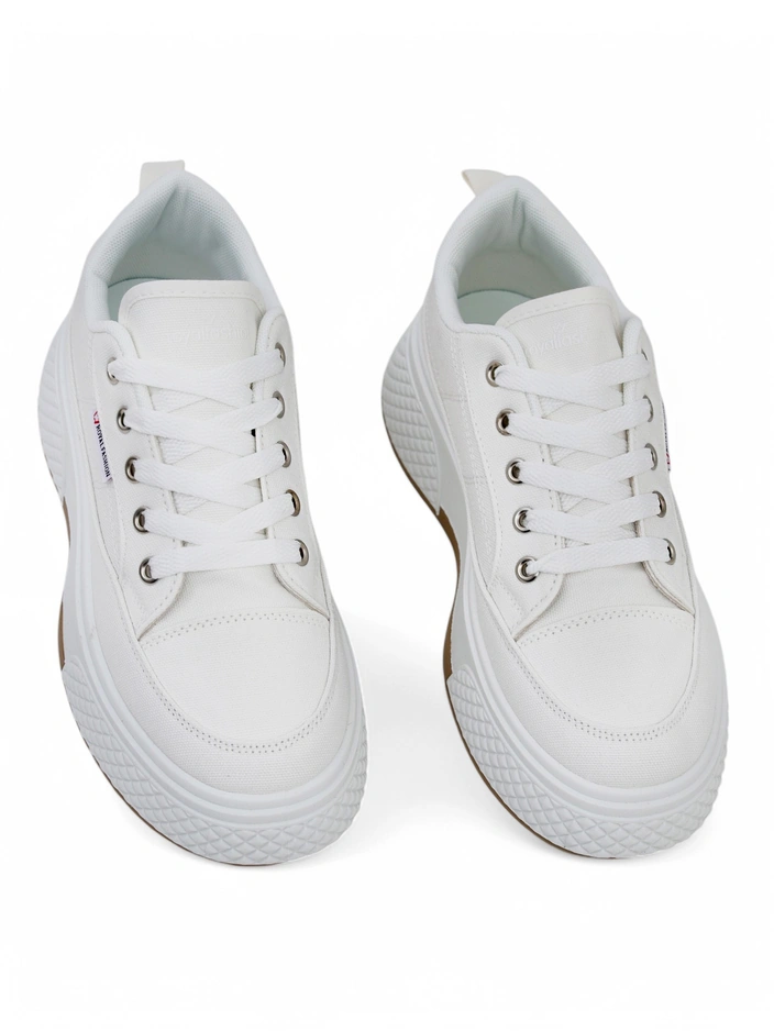 Дамски кецове на платформа Calypso, бели, текстилни, за пролетта и лятото