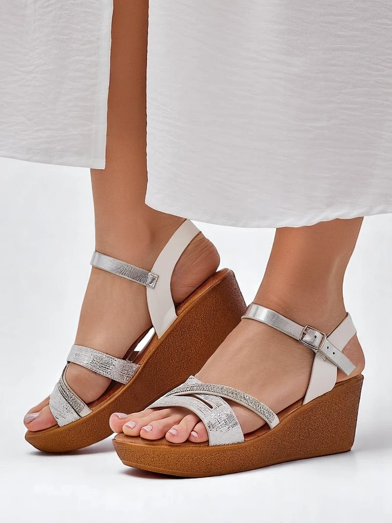 Royalfashion дамски сандали на платформа с камъни и блясък Eclat