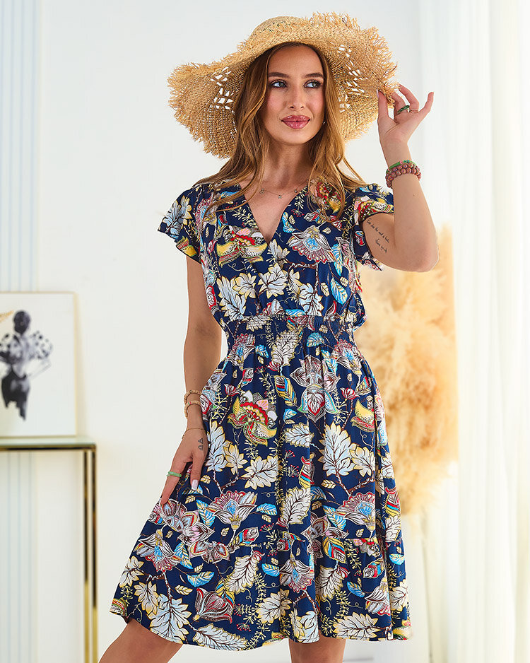 Royalfashion Дамска мини рокля с флорални мотиви