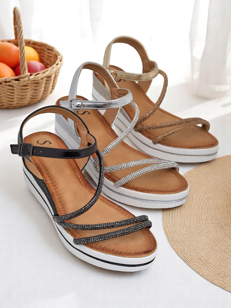 Royalfashion дамски сандали на платформа с кристали Ballosa