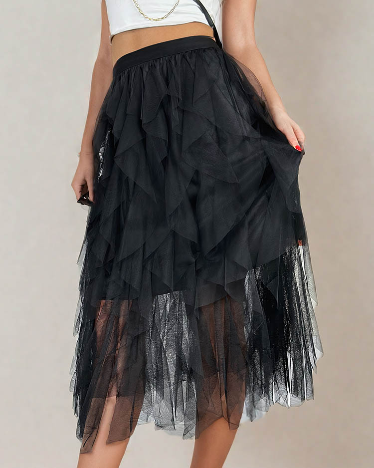 Royalfashion Дамска двупластова миди пола