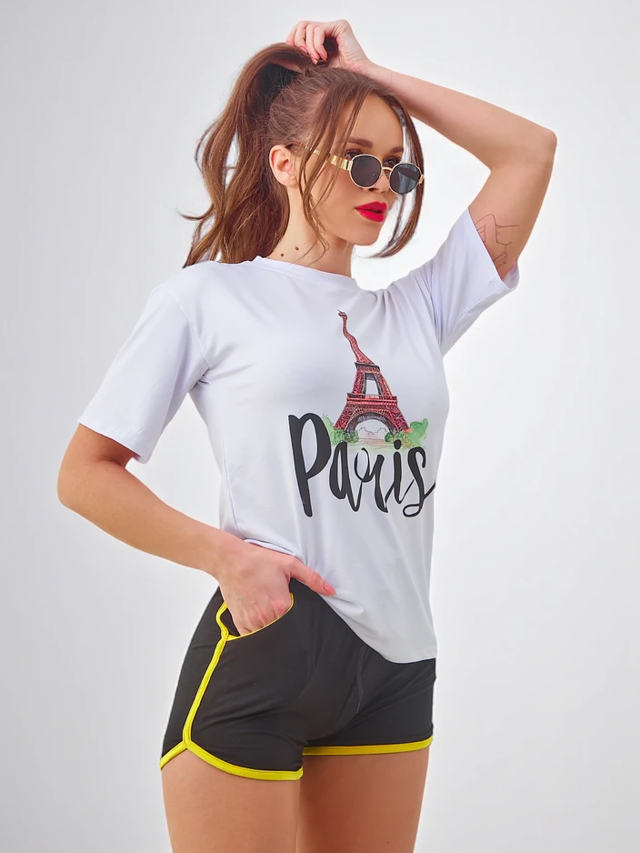 Royalfashion Женски спортен комплект с тениска и шорти Париж