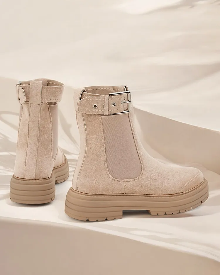 Дамски ботуши на Royalfashion с декоративна каишка Ozzoas