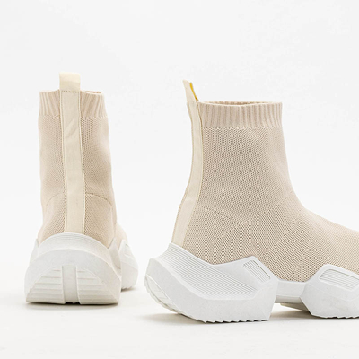 Beżowe damskie wysokie sportowe buty Gohi - Obuwie