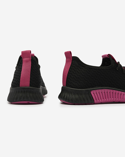 Черни дамски спортни обувки с вложки в цвят фуксия Keteti - Обувки