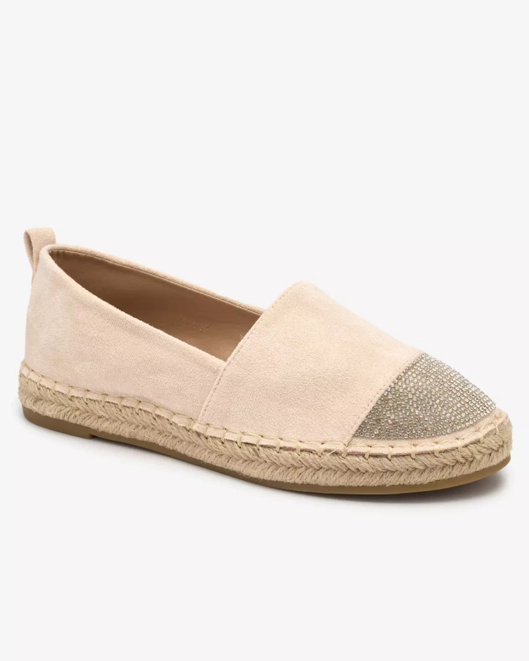 Royalfashion Бежови дамски еспадрили с циркони Iterica