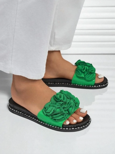 Royalfashion Дамски чехли с равна подметка Flora Verde