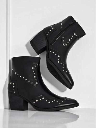 Дамски каубойски ботуши на ток с нитове Glaciere