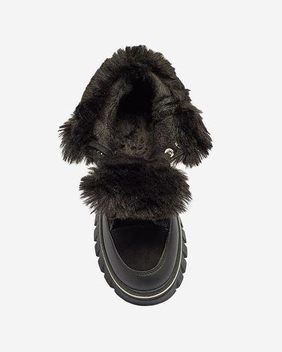 Черни дамски ботуши за сняг на платформа с дантела Neatesa - Обувки