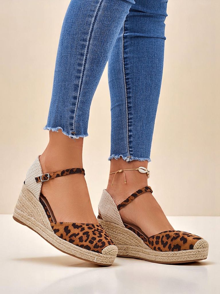 Дамски платформи Aurelia Leopard Royalfashion, екологична кожа, камел