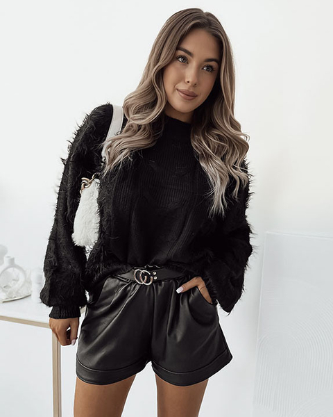 Royalfashion Черен дамски пуловер с покривка за легло