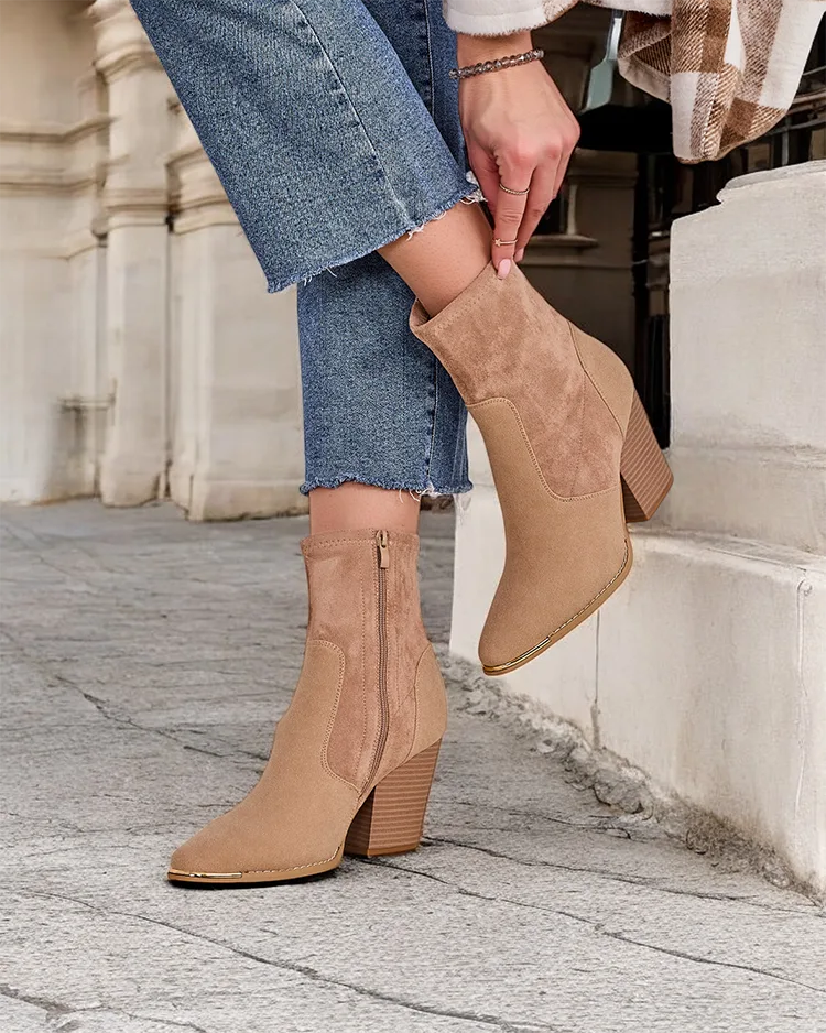 Дамски еко замша глезенки на Royalfashion на стълб Gris