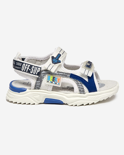 Biało-granatowe dziecięce sandałki zapinane ma rzepy Ceteris - Obuwie