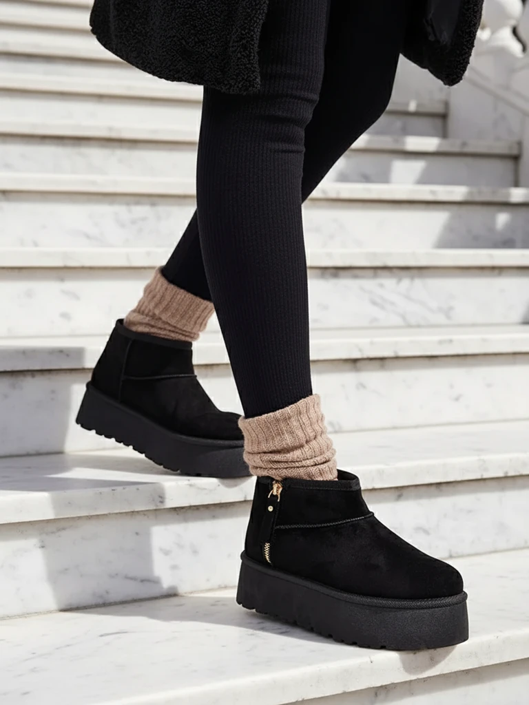 Royalfashion Дамски ботуши за сняг на платформа a'la Delgadi