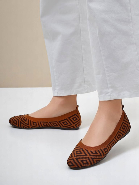 Royalfashion дамски платнени балеринки с геометричен принт Metric