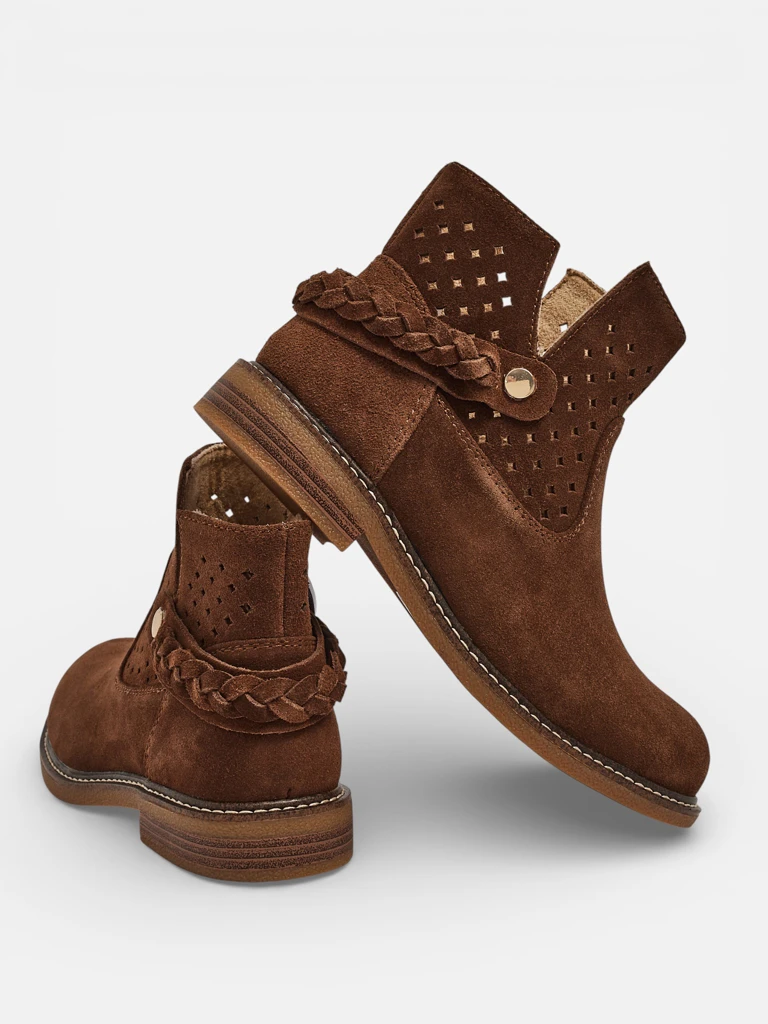 Ажурни дамски ботильони от естествена кожа Unimi