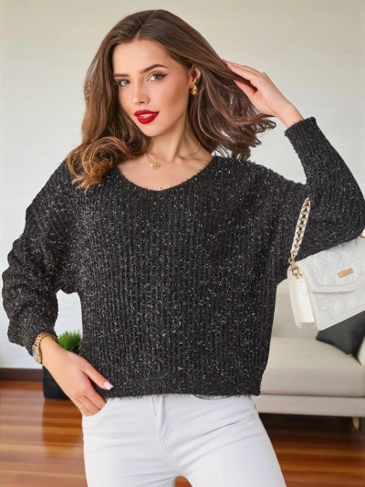 Royalfashion Женски пуловер с блестяща нишка
