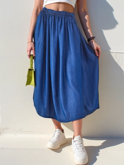 Royalfashion Жена миди пола в деним стил