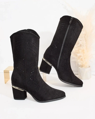 Royalfashion Ажурни ботуши на нисък ток Hewir