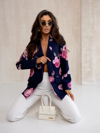 Royalfashion дамско сако без закопчаване с розови цветя