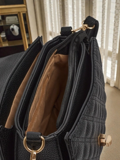 Дамска Чанта Luna Черна Кожена Елегантна за Всеки Ден