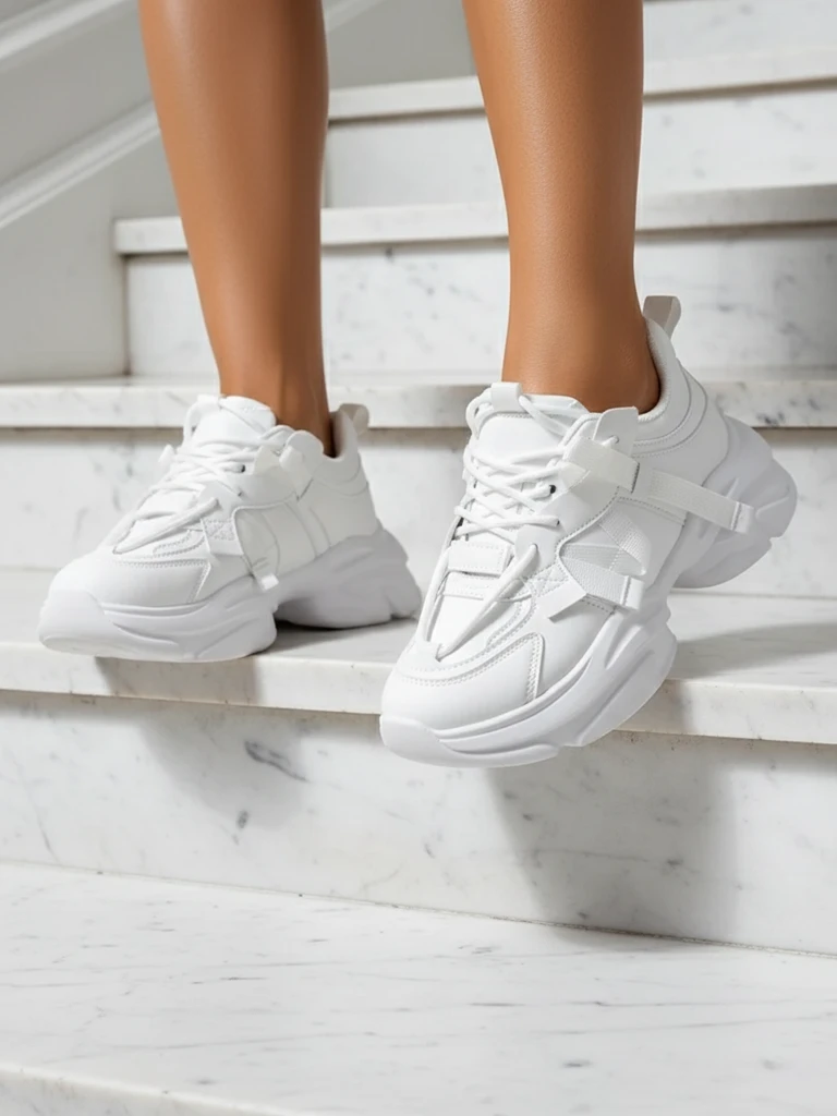 Сникърси от Giulia Bella с платформа в бял цвят