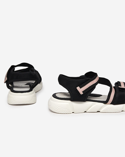 Czarno-różowe dziecięce sandałki zapinane ma rzepy Modis - Obuwie