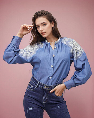 Royalfashion Дамска риза с циркони