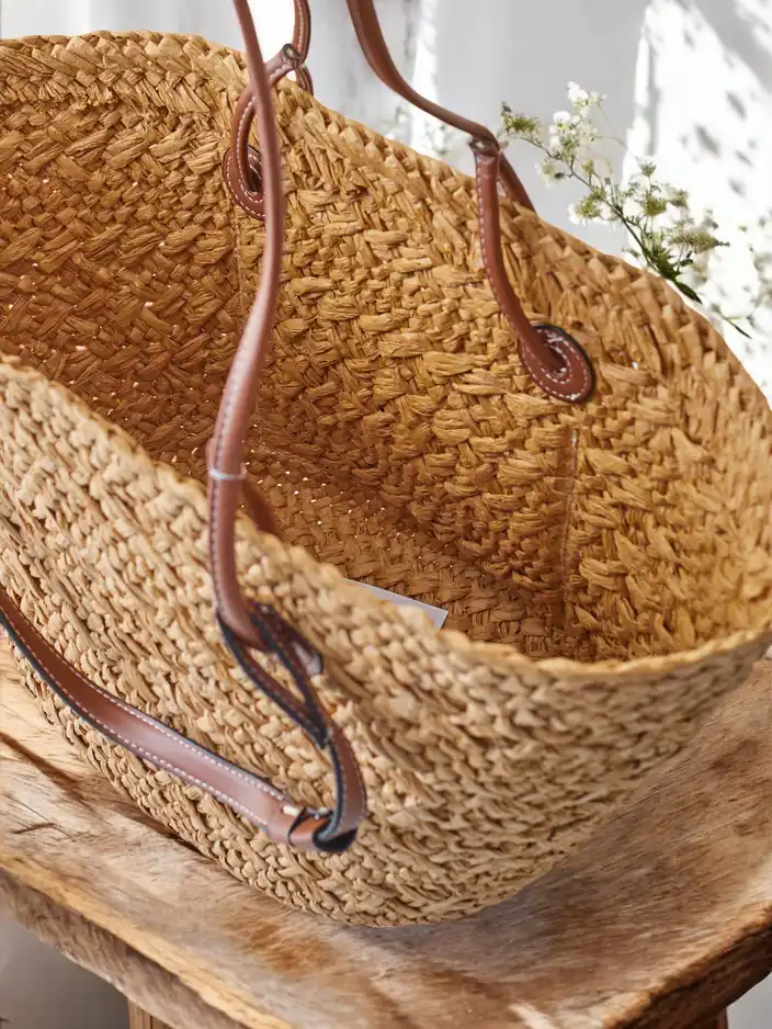 Royalfashion Голяма сламена чанта за жени