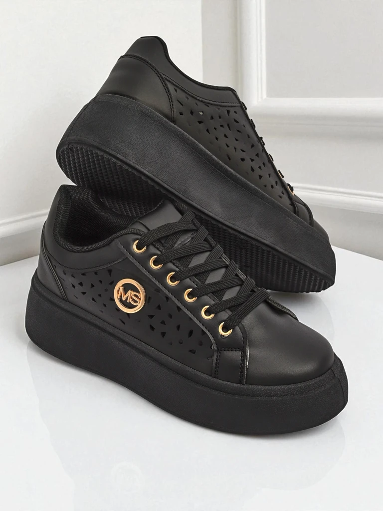 Aurelia Nero - Черна платформа Royalfashion от еко кожа, модел LH201-8