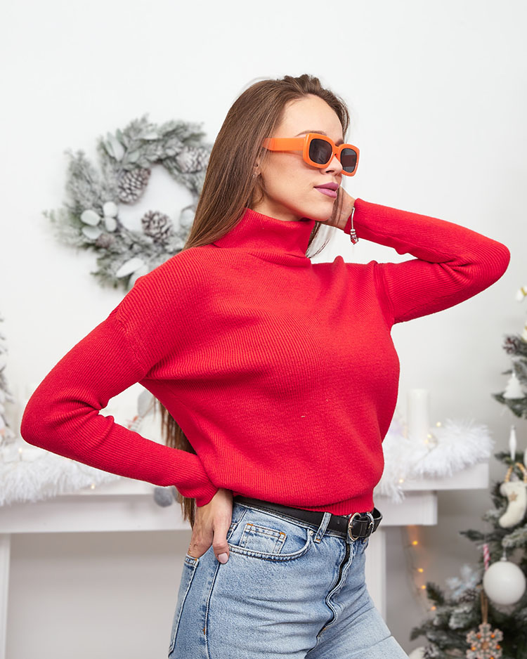 Royalfashion Тънък дамски пуловер с ролка