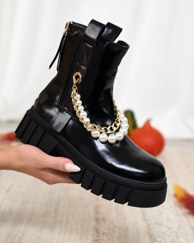 Royalfashion Черни дамски ботуши Zifosca