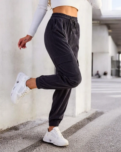 Royalfashion Дамски панталони с ребро