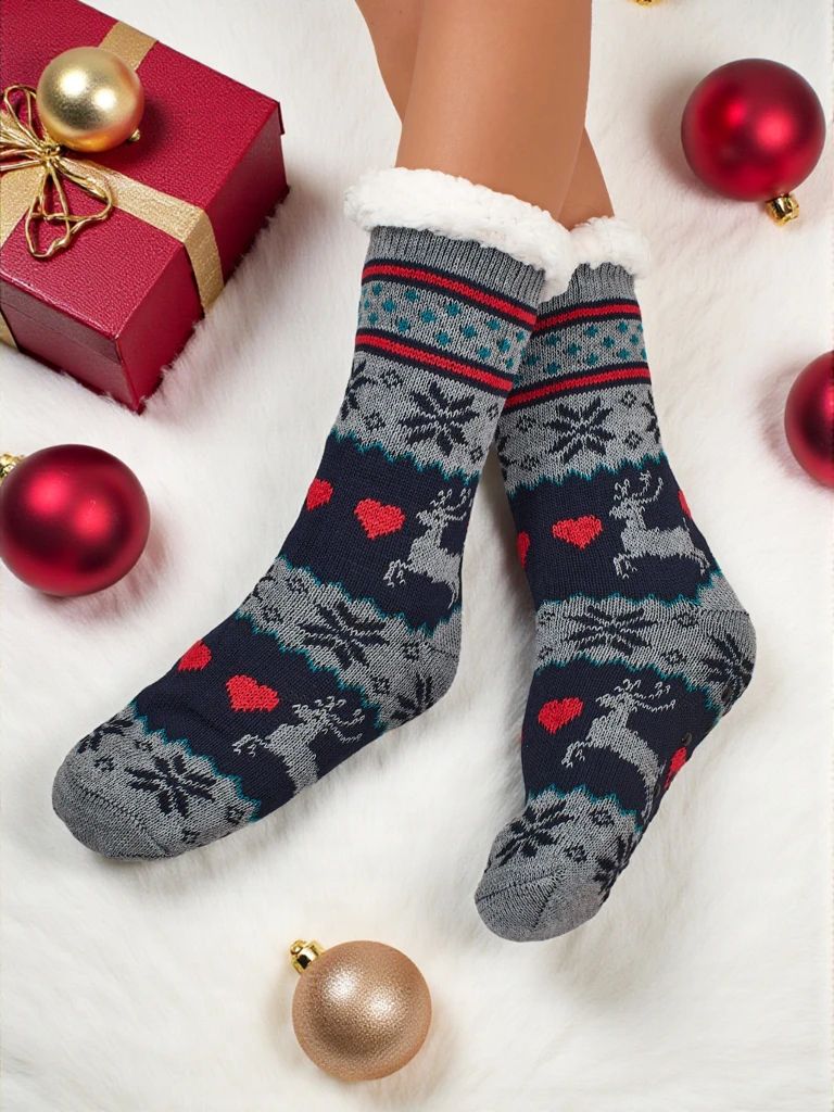 Дамски чорапи Aurora Многоцветни плетени с топла подплата