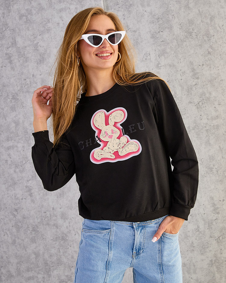 Royalfashion Дамски памучен суитшърт с тънък принт