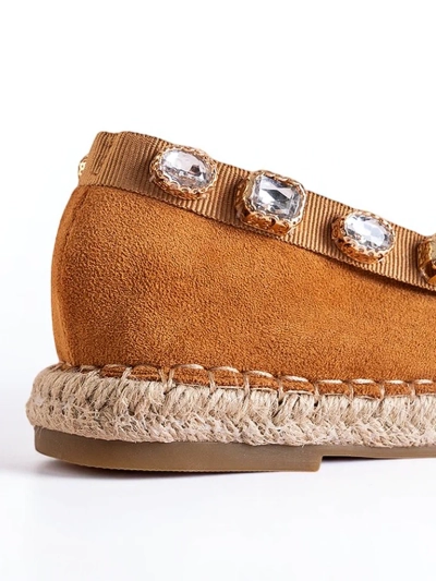 Damskie espadryle z kryształkami w kolorze camel Wamba - Obuwie