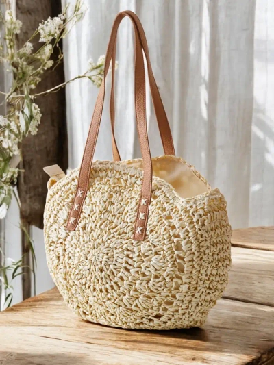 Royalfashion Голяма овална straw чанта за жени