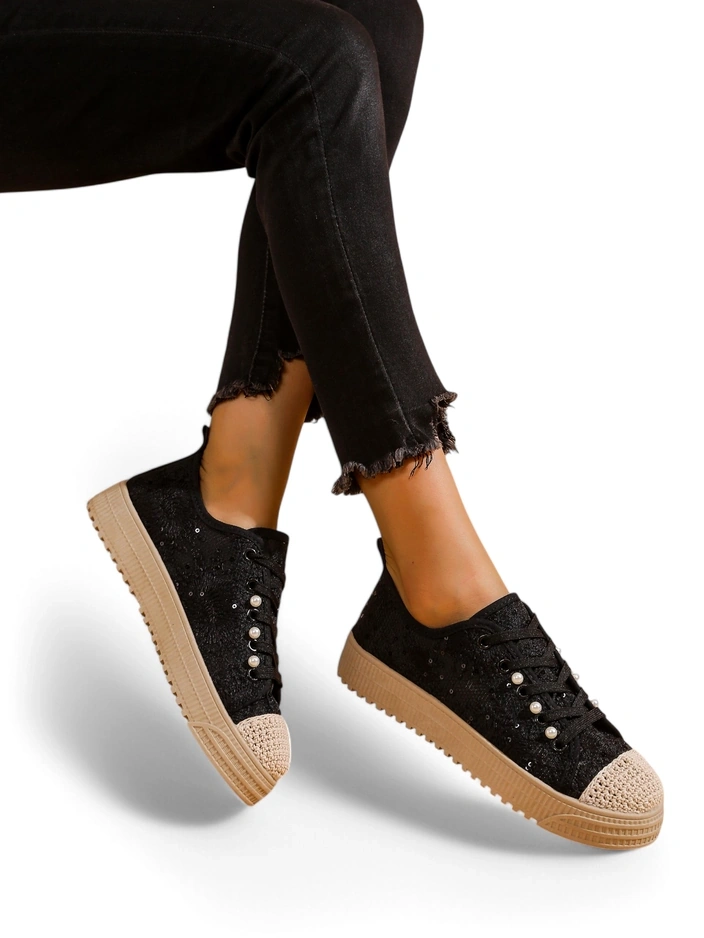 Royalfashion Дамски кецове от дантела с пайети Nille