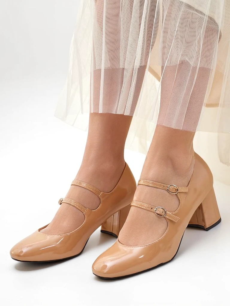 Обувки с токчета от лакова кожа за жени с презрамки Ovinna