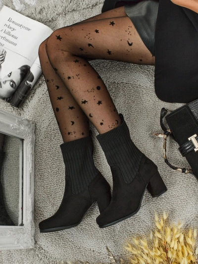 Дамски еко велурени боти на ток с вложка, наподобяваща чорап LumenThorn