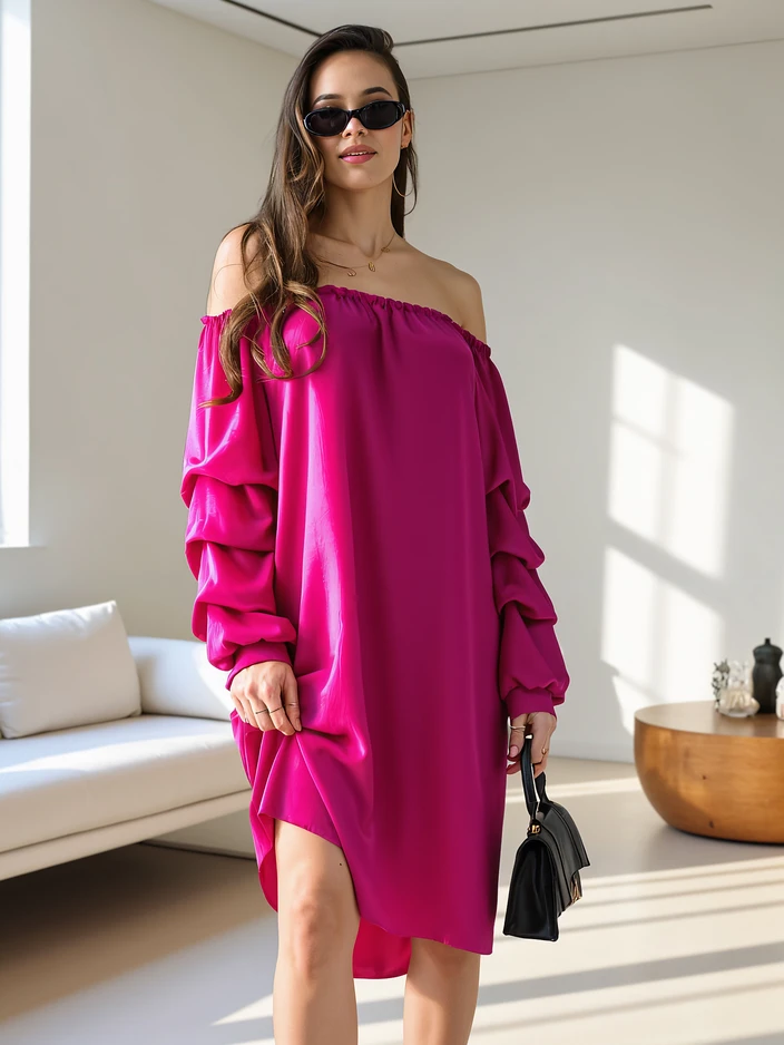 Кралска мода Гладка дамска рокля а ла Испанска с ръкави